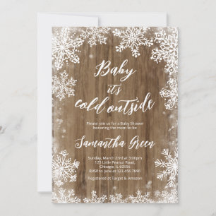 Rustic Baby It's Cold Outside Baby Shower Invitation
