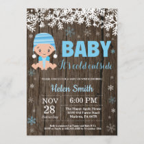Rustic Baby its Cold Outside Boy Baby Shower Invitation