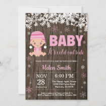 Rustic Baby its Cold Outside Girl Baby Shower Invitation