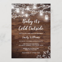 Rustic Baby it's Cold Outside Winter Baby Shower Invitation