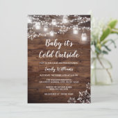 Rustic Baby it's Cold Outside Winter Baby Shower Invitation (Standing Front)