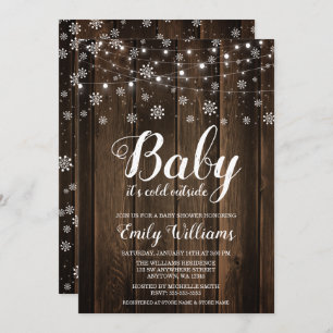 Rustic Baby It's Cold Outside Winter Baby Shower Invitation