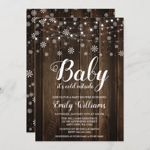 Rustic Baby Its Cold Outside Winter Baby Shower Invitation