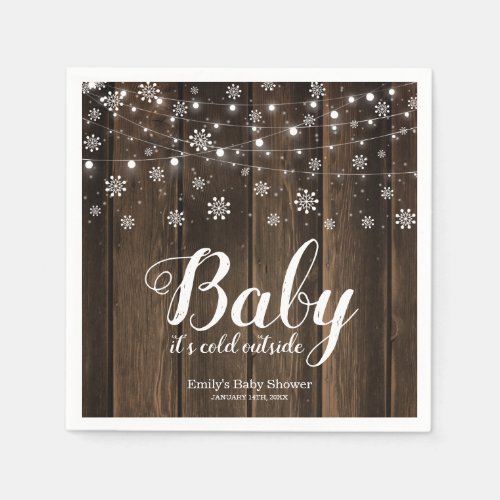 Rustic Baby Its Cold Outside Winter Baby Shower Paper Napkins
