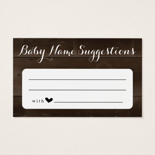 Rustic Baby Name Suggestions Card For Baby Shower Zazzle Com