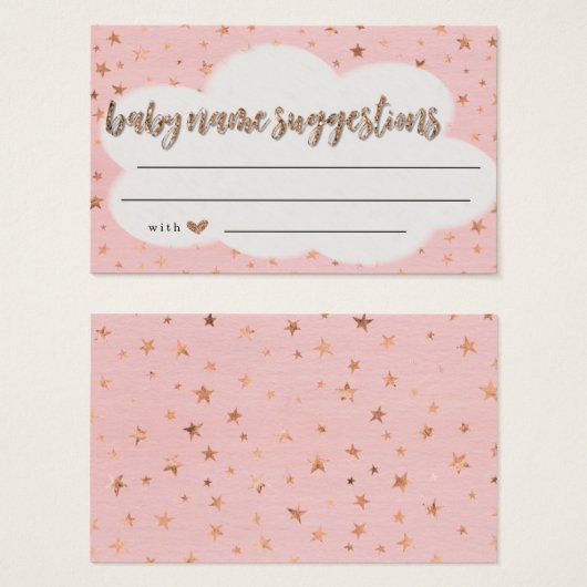 Rustic Baby Name Suggestions Card Girl Baby Shower (Front & Back)