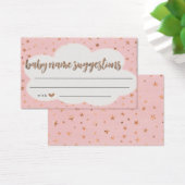 Rustic Baby Name Suggestions Card Girl Baby Shower (Desk)