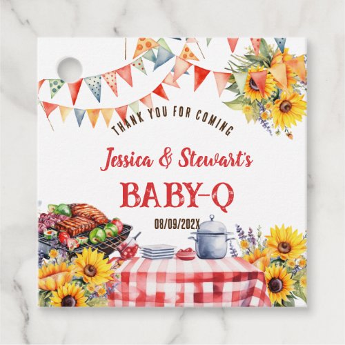 Rustic BABY_Q Barbecue Picnic Sunflower Thank You Favor Tags