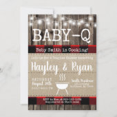 Rustic Baby-Q BBQ Buffalo Plaid Couples Shower Invitation (Front)