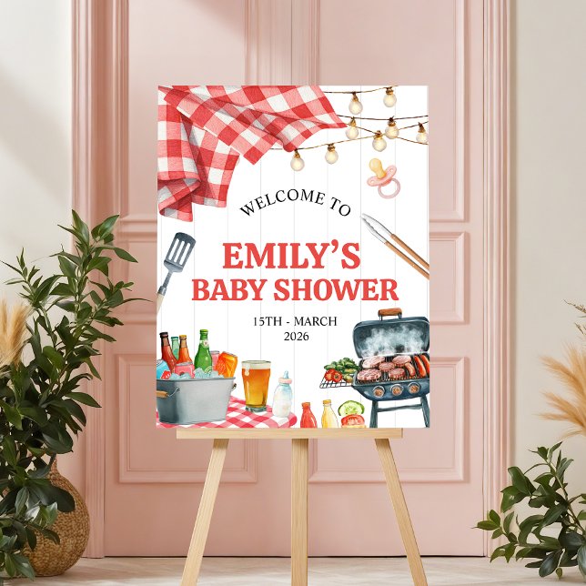 Rustic Baby-Q Gingham 16x20 Welcome Sign (Creator Uploaded)