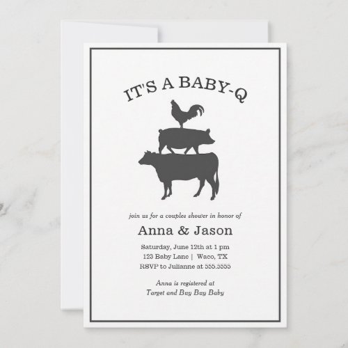 Rustic Baby Q Red Plaid Couples Shower Invitation