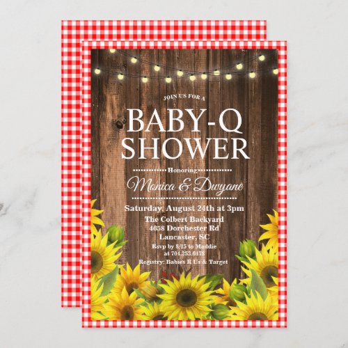 Rustic Baby Q Shower BBQ Sunflower Invitation