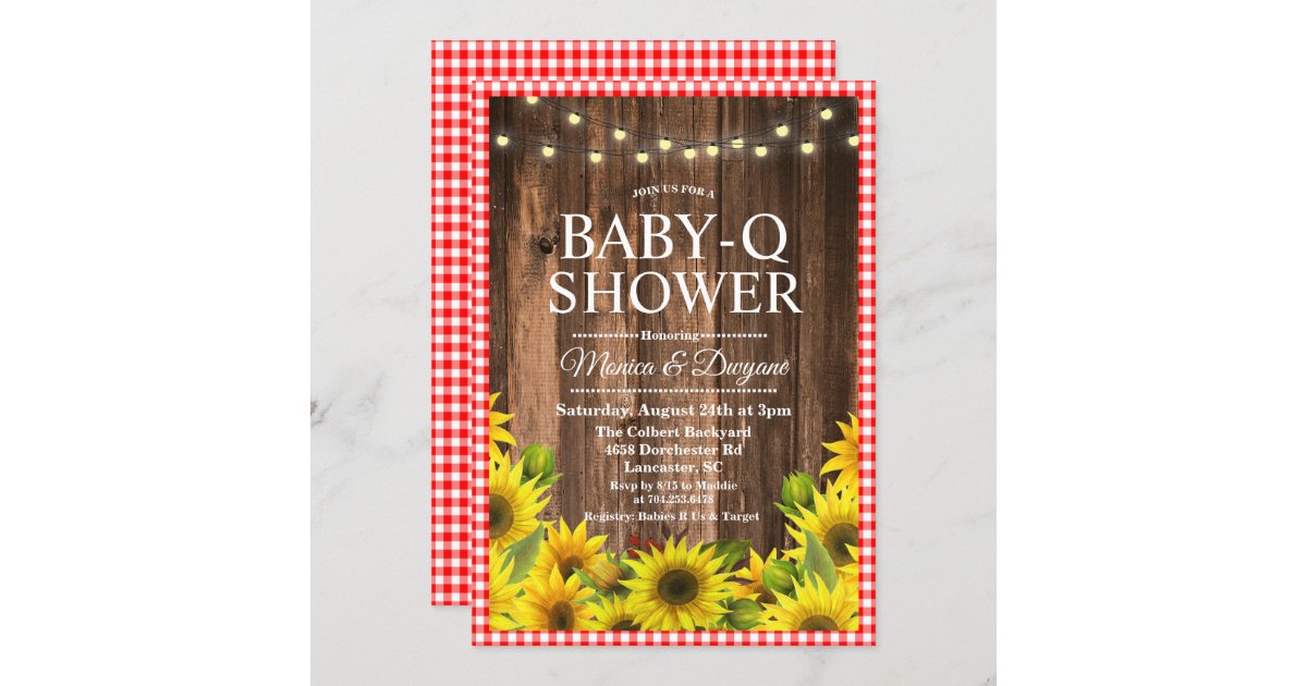 Baby Q Sunflower Shower Invite Co-ed Baby Shower Mason Jar,Wood 166 Rustic Invites Editable Baby-Q Shower invitation Rustic Baby Shower