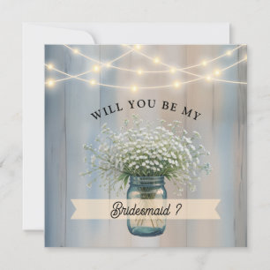 Rustic Baby’s Breath Bridesmaid Proposal Card