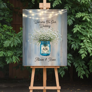 Rustic Baby’s Breath Mason Jar Wedding Sign