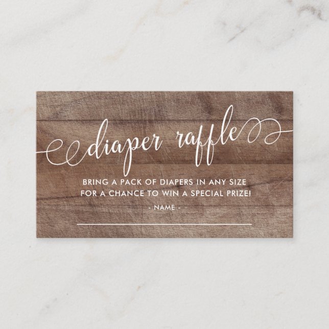 Rustic Baby Shower Diaper Raffle Ticket Enclosure Card (Front)