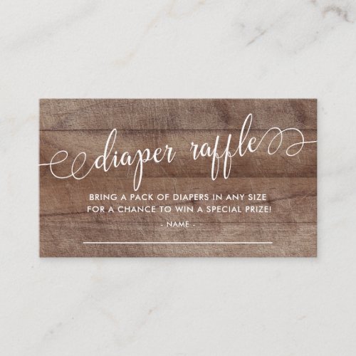 Rustic Baby Shower Diaper Raffle Ticket Enclosure Card