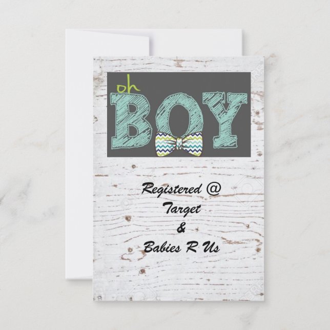 Rustic Baby shower for boy Invitation (Back)