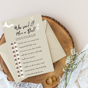 Rustic Baby Shower Game Who Said It? Mom or Dad?