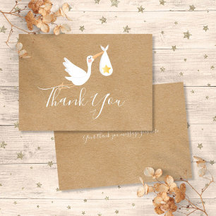 Rustic Baby Shower Gender Neutral Stork Gold Star Thank You Card