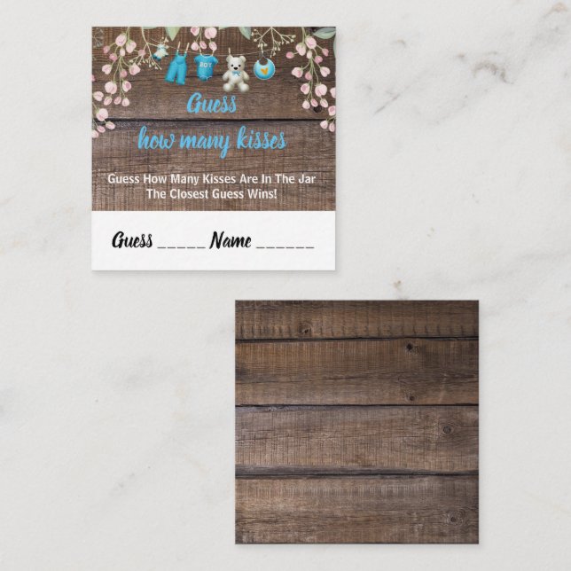 Rustic Baby Shower Guess How Many Kisses Card (Front/Back)