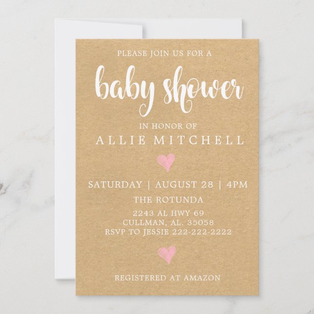 Rustic Baby Shower Invitation (Front)