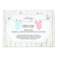 Rustic Baby Shower Invitation for Twins