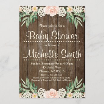 Rustic Baby Shower Invitation  Lace  Floral Invitation by GlamtasticInvites at Zazzle
