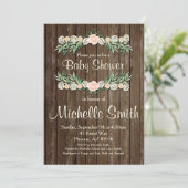 Rustic Baby Shower Invitation, Rose, Floral Invitation (Standing Front)