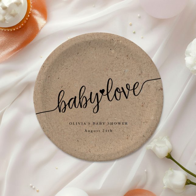 Rustic Baby Shower, Kraft Baby Love Custom Paper Plates (Creator Uploaded)