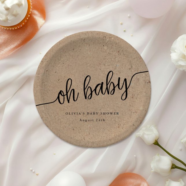 Rustic Baby Shower, Kraft Oh, Baby Custom Paper Plates (Creator Uploaded)
