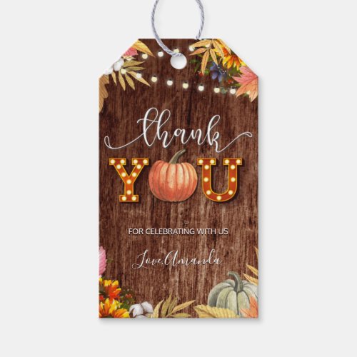 Rustic Baby Shower Little Pumpkin Thank You Tag