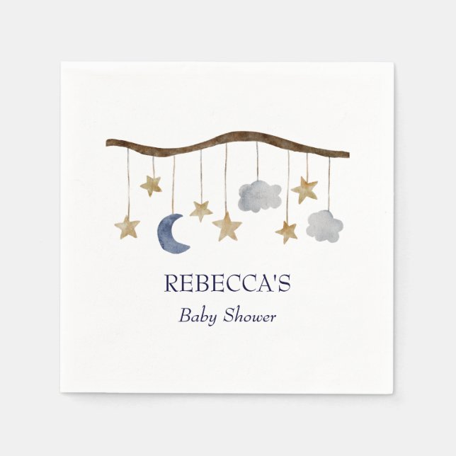 Rustic Baby Shower Night Sky Mobile Napkins (Front)