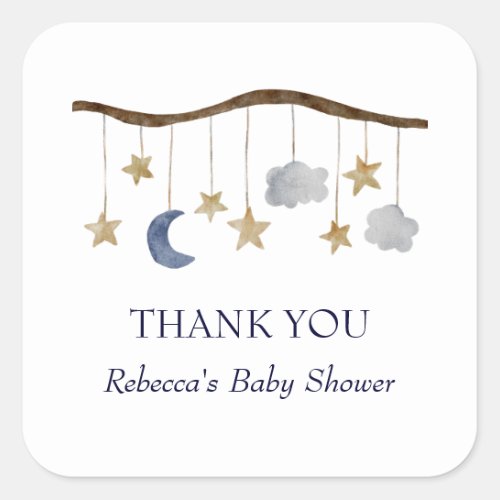 Rustic Baby Shower Night Sky Mobile Square Sticker