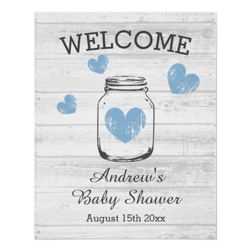 Rustic baby shower party welcome poster sign