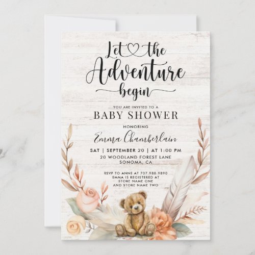 Rustic Baby Shower Shower Adventure Begins Invitation