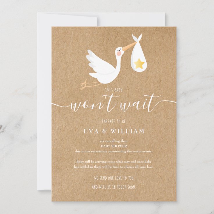 Rustic Baby Shower Sprinkle Cancellation Card Zazzle