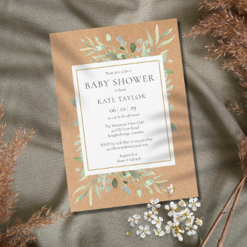 Rustic Baby Shower|sprinkle Watercolour Greenery Invitation by thisisnotmedesigns at Zazzle