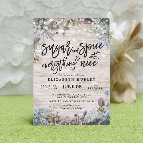 Rustic Baby Shower Sugar  Spice  Everything Nice Invitation