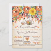 Rustic Baby Shower Tea Party Autumn Fall Flowers Invitation (Front)
