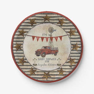 Rustic Baby Shower Vintage Truck Windmill Farm Paper Plates