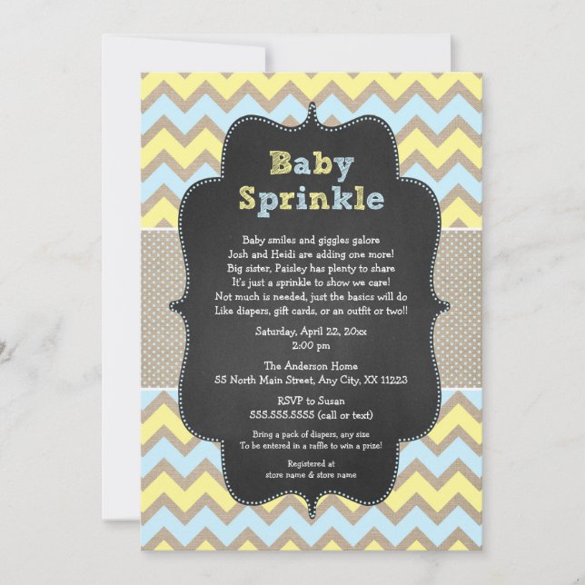 Rustic Baby Sprinkle Invite / neutral baby shower (Front)