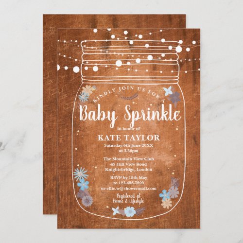 Rustic Baby Sprinkle Mason Jar String Lights  Invitation