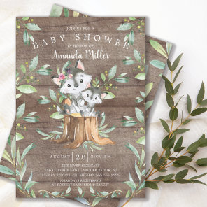 Rustic Baby Wolf and Mom Baby Shower Invitation