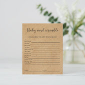 Rustic - Baby Word Scramble | Baby Shower Game (Standing Front)