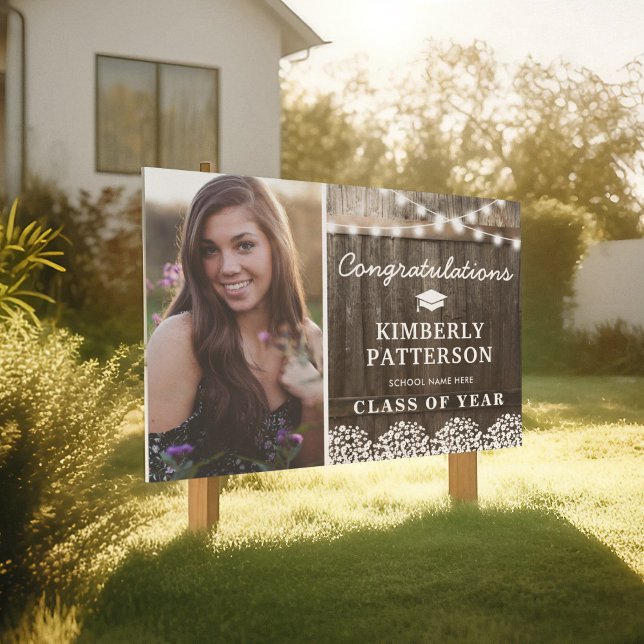 Rustic Babys Breath 2025 Graduation Photo Sign (Creator Uploaded)