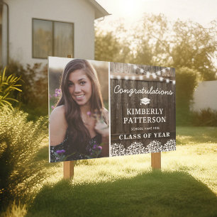 Rustic Babys Breath 2026 Graduation Photo Sign
