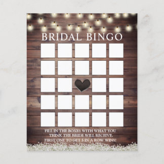 Rustic Baby's Breath Barn Wood Bridal Bingo Cards