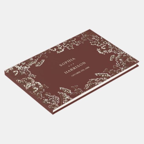 Rustic Babys Breath Beet Red Wedding Guest Book