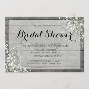 RUSTIC BABY'S BREATH BRIDAL SHOWER INVITATION